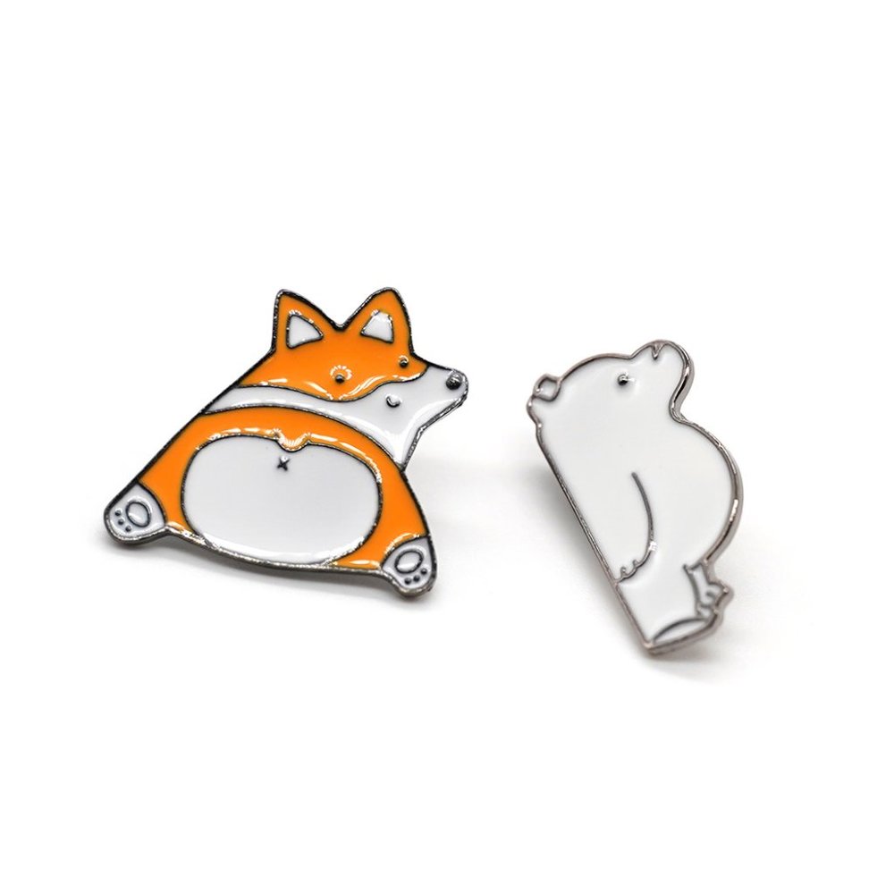 Cute Corgi Dogs and Polar Bear Brooches
